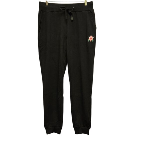 NWT Badgley Mischka Women's Baby French Terry Knit Jogger Pant Sweatpants Black - Picture 1 of 7